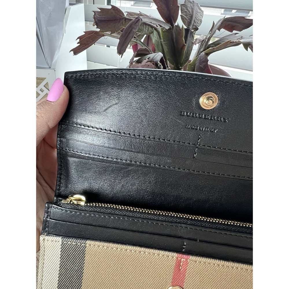 Burberry House Check Pattern Leather Continental Wallet Black - Picture 4 of 7